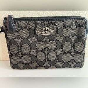 Coach Black Wristlet with Gold Zipper